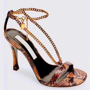 Stella McCartney Stella 100 Recycled Snake-Print Chain-Strap Sandals (Size 9)